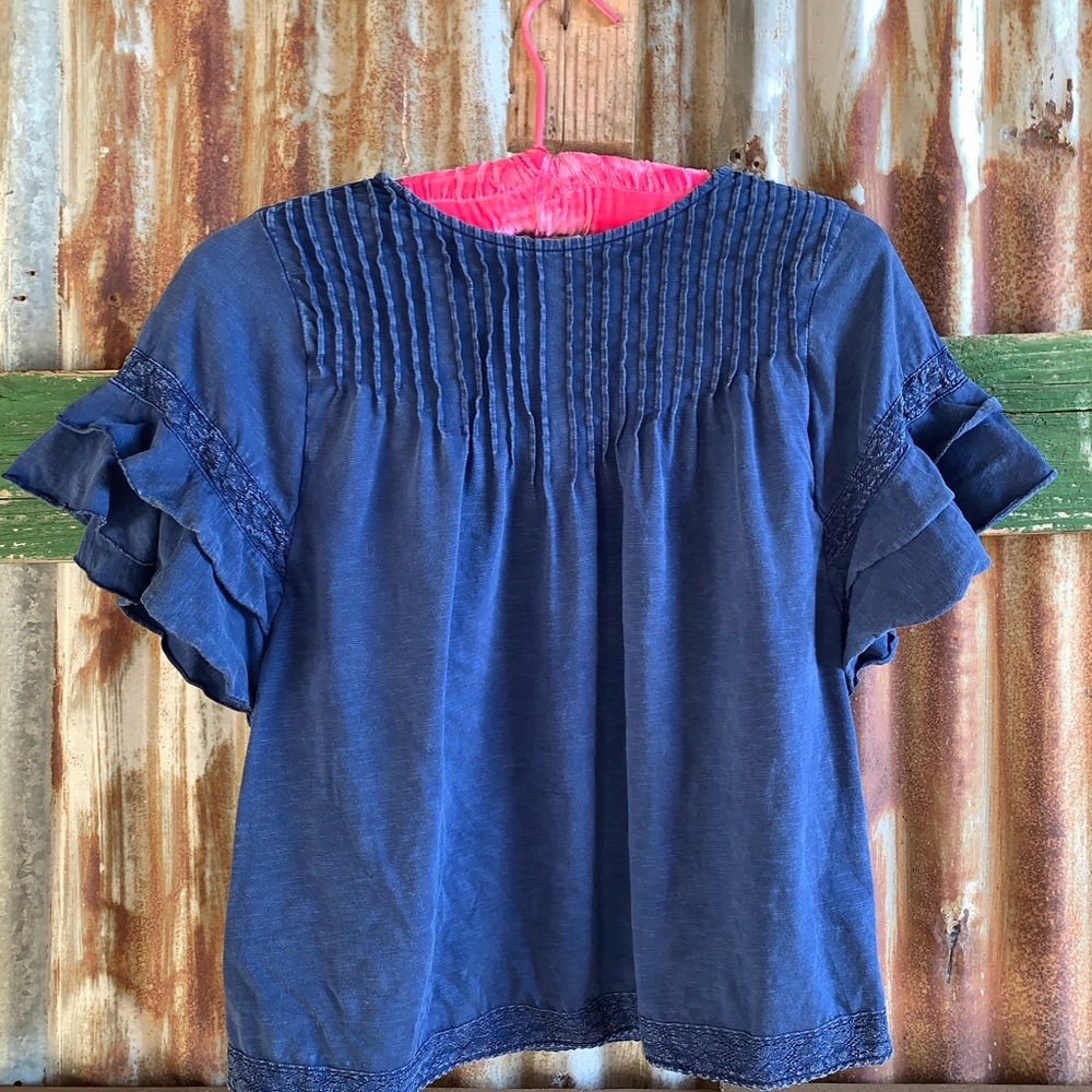 navy blue short sleeve bell shirt